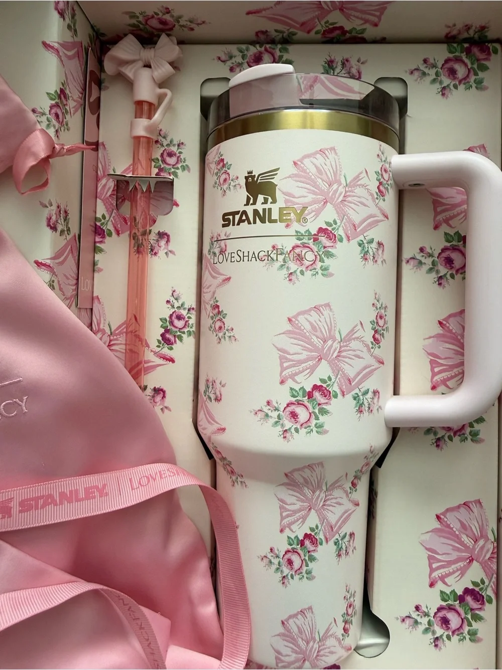 Stanley Pink Floral Travel Tumbler Gift Set